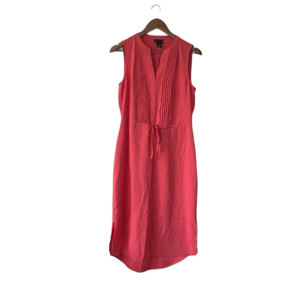 Adrienne Vittadini Dress Coral Sleeveless Midi Shift Dress Casual Spring Size 6